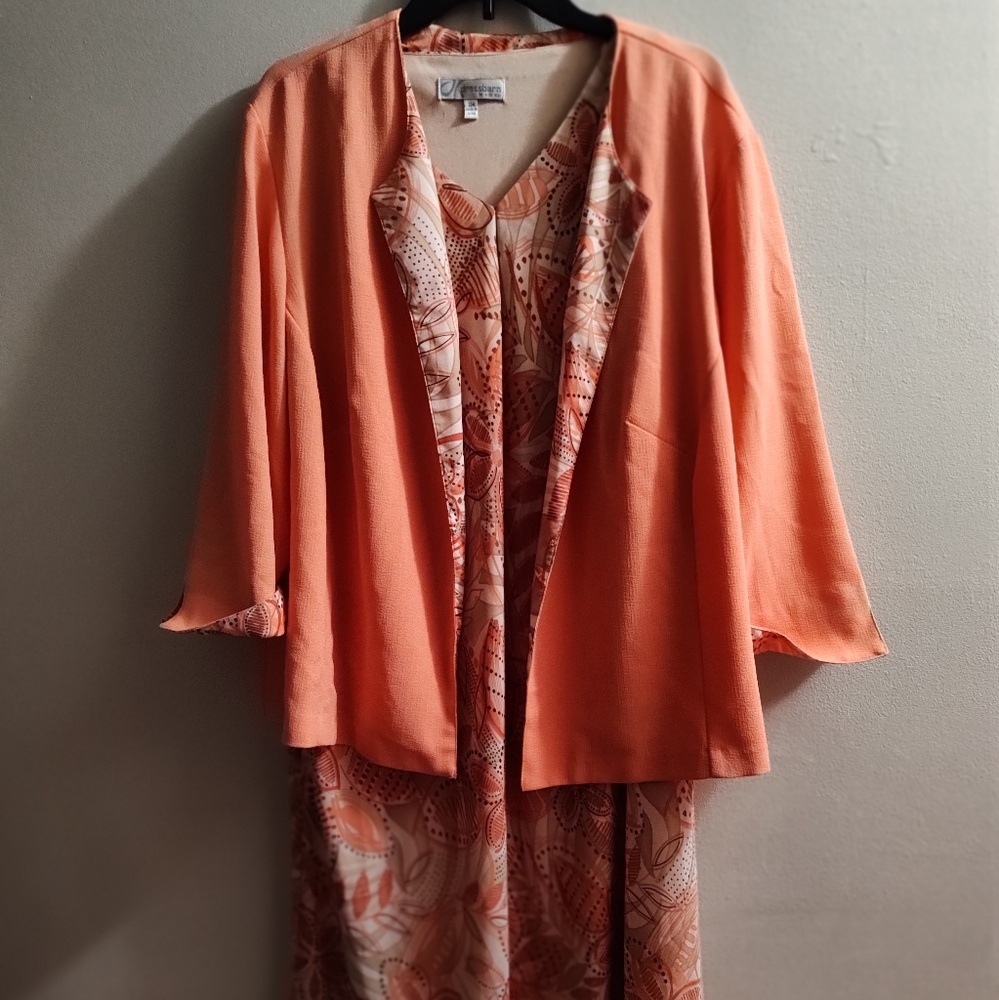 Ladies Orange Floral Dress With Jacket
